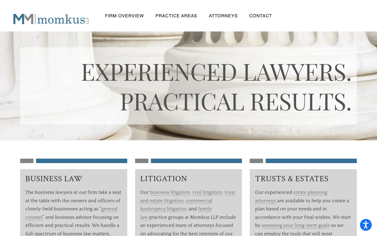 Screenshot of the Momkus LLP website