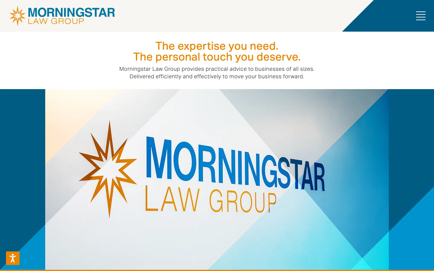 Screenshot of the Morningstar Law Group website