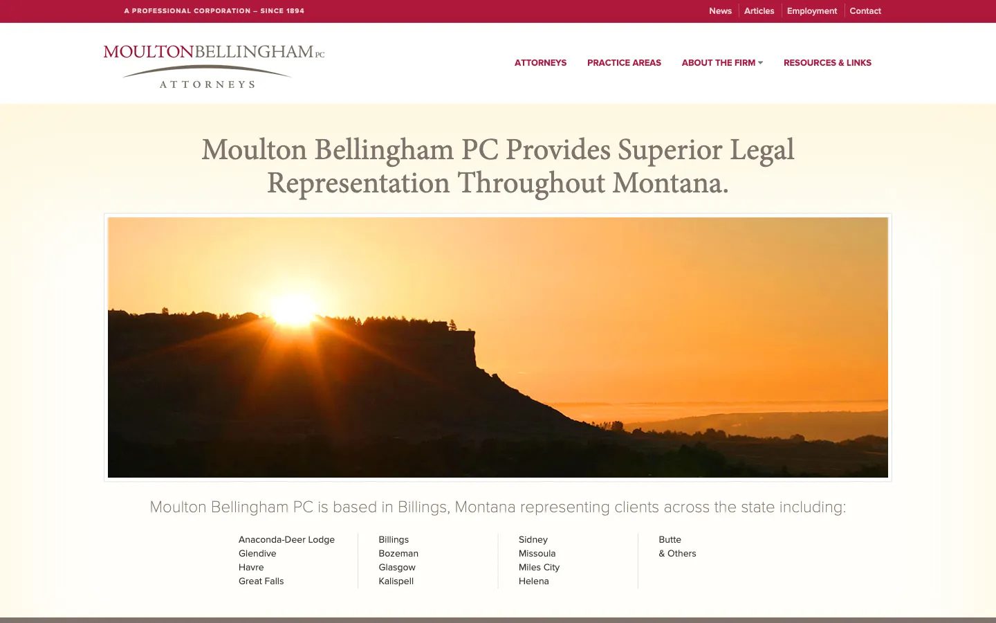 Screenshot of the Moulton Bellingham, P.C. website