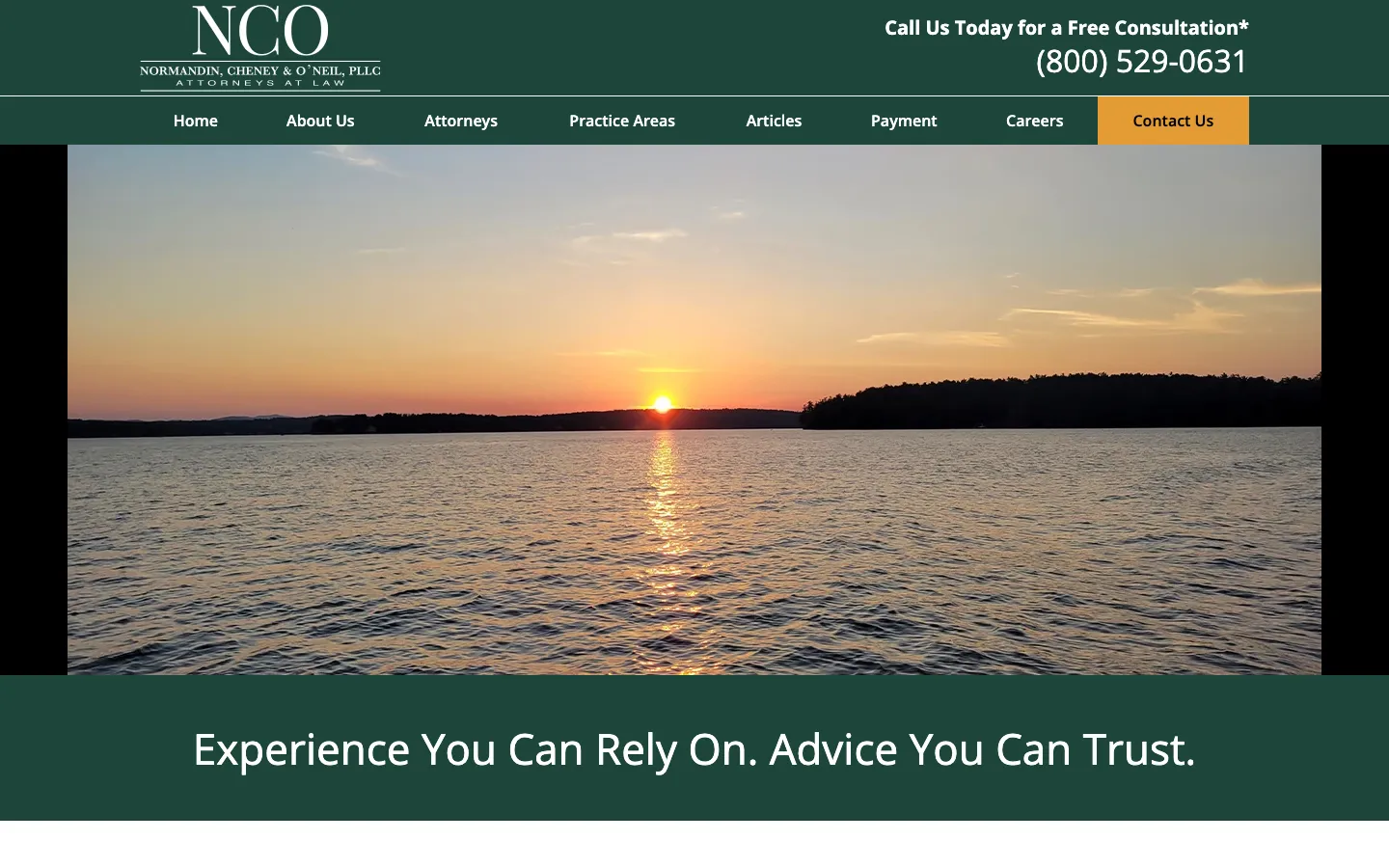Screenshot of the Normandin, Cheney & O'Neil, PLLC website