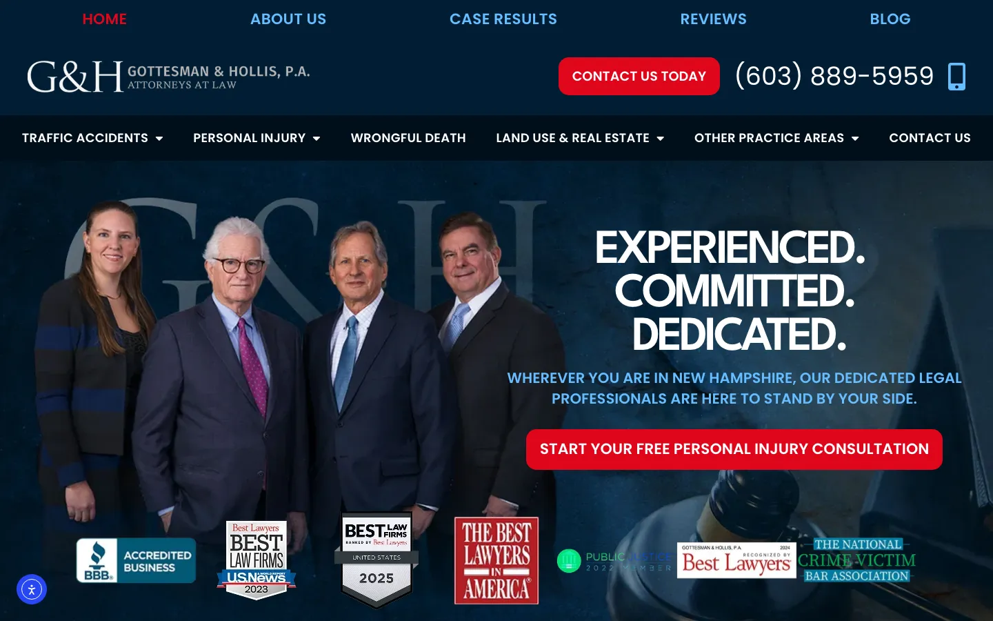 Screenshot of the Gottesman & Hollis, P.A. website