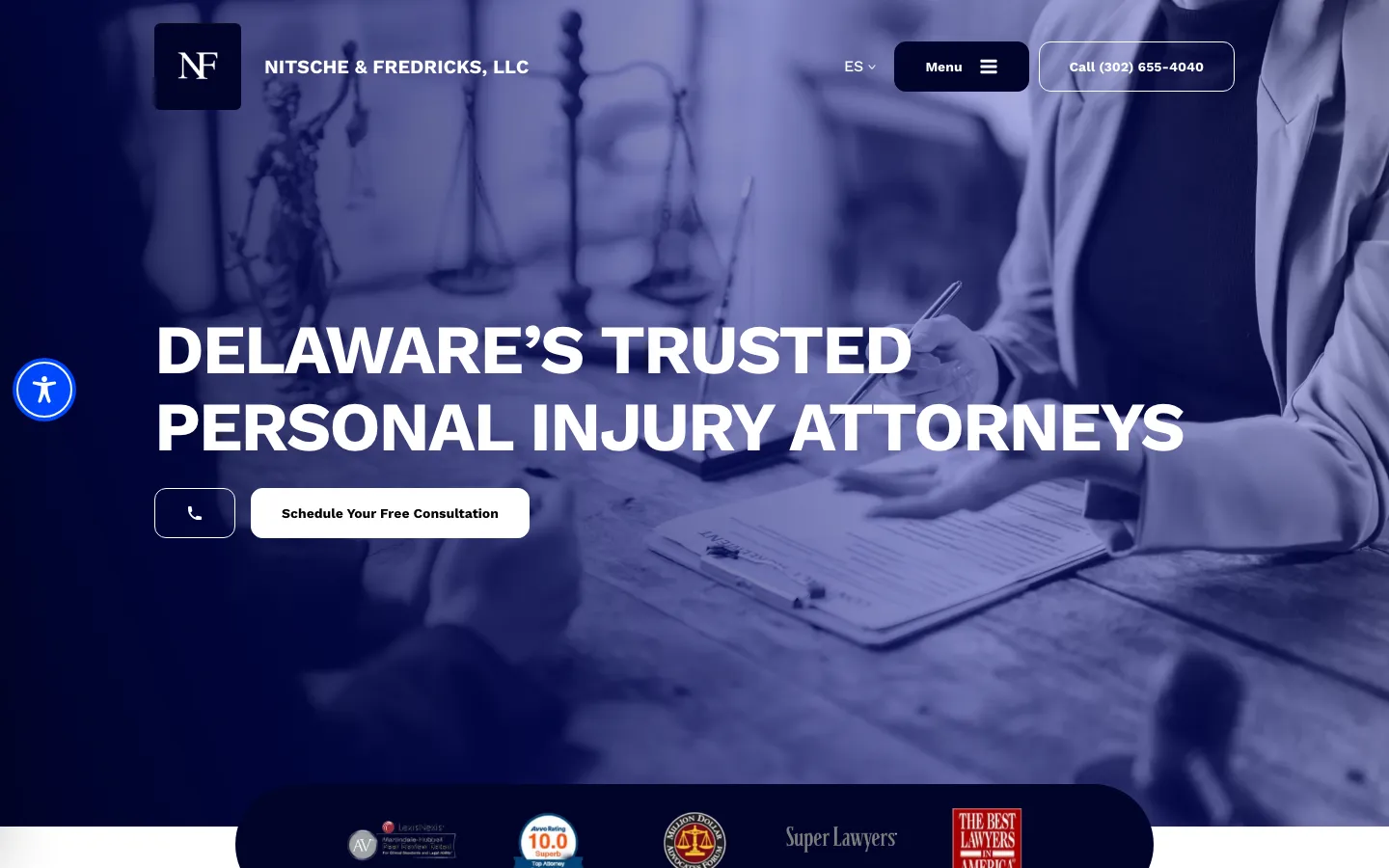 Screenshot of the Nitsche & Fredricks, LLC website