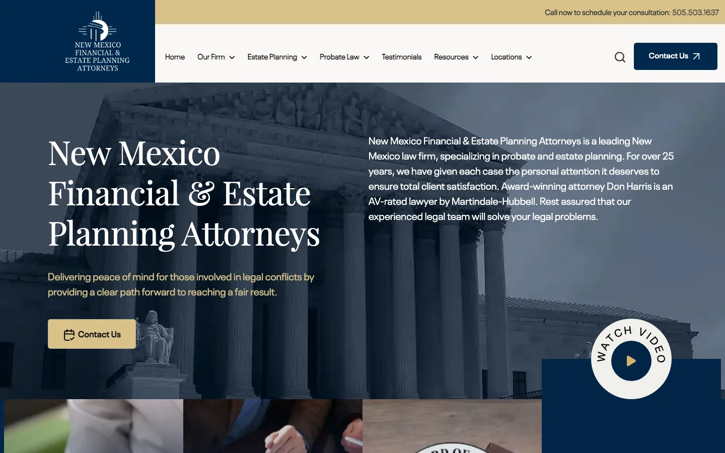 Screenshot of the New Mexico Financial & Estate Planning Attorneys website