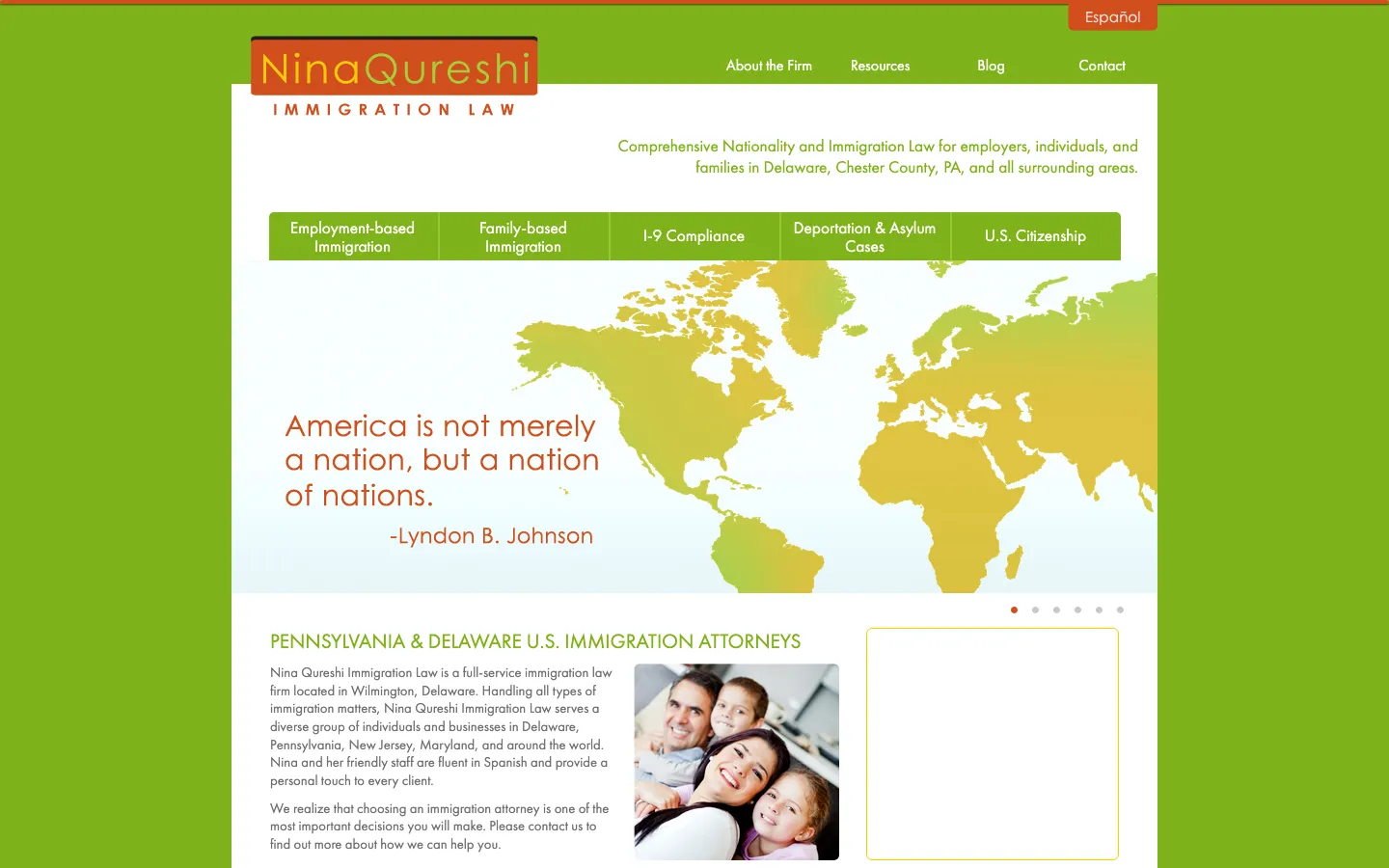Screenshot of the Nina Qureshi Immigration Law website
