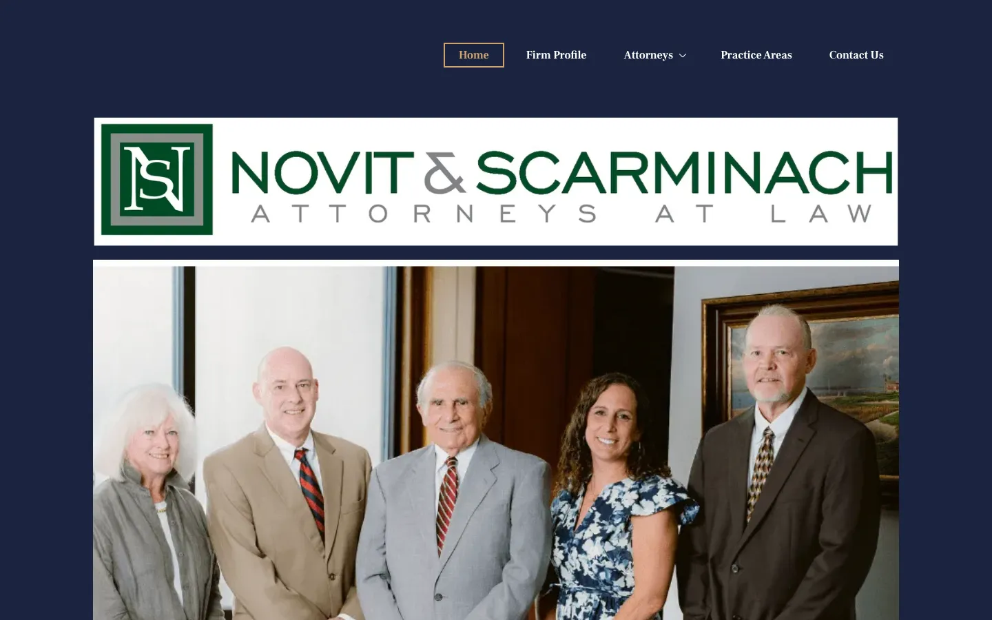 Screenshot of the Novit & Scarminach, P.A. website
