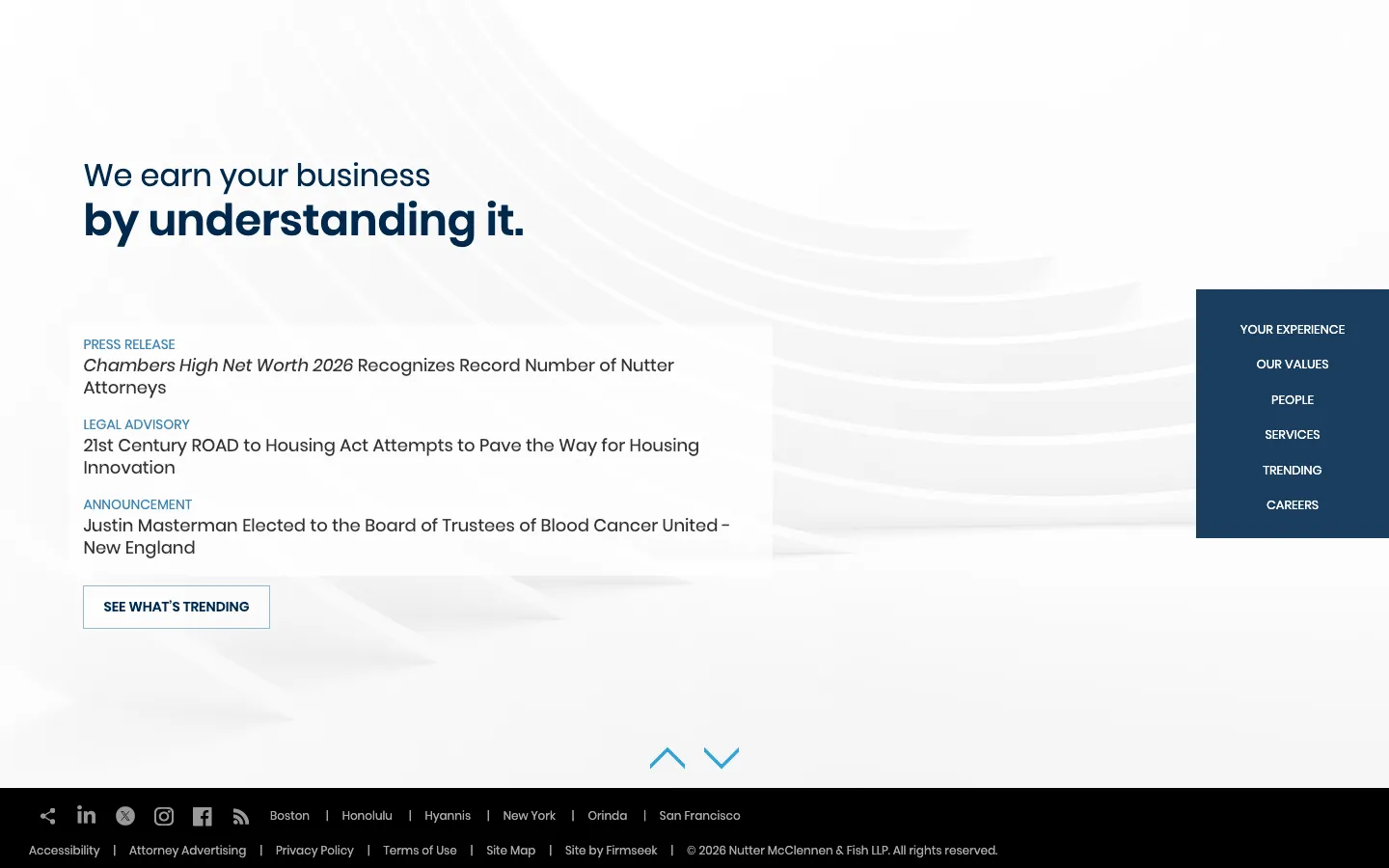 Screenshot of the Nutter McClennen & Fish LLP website
