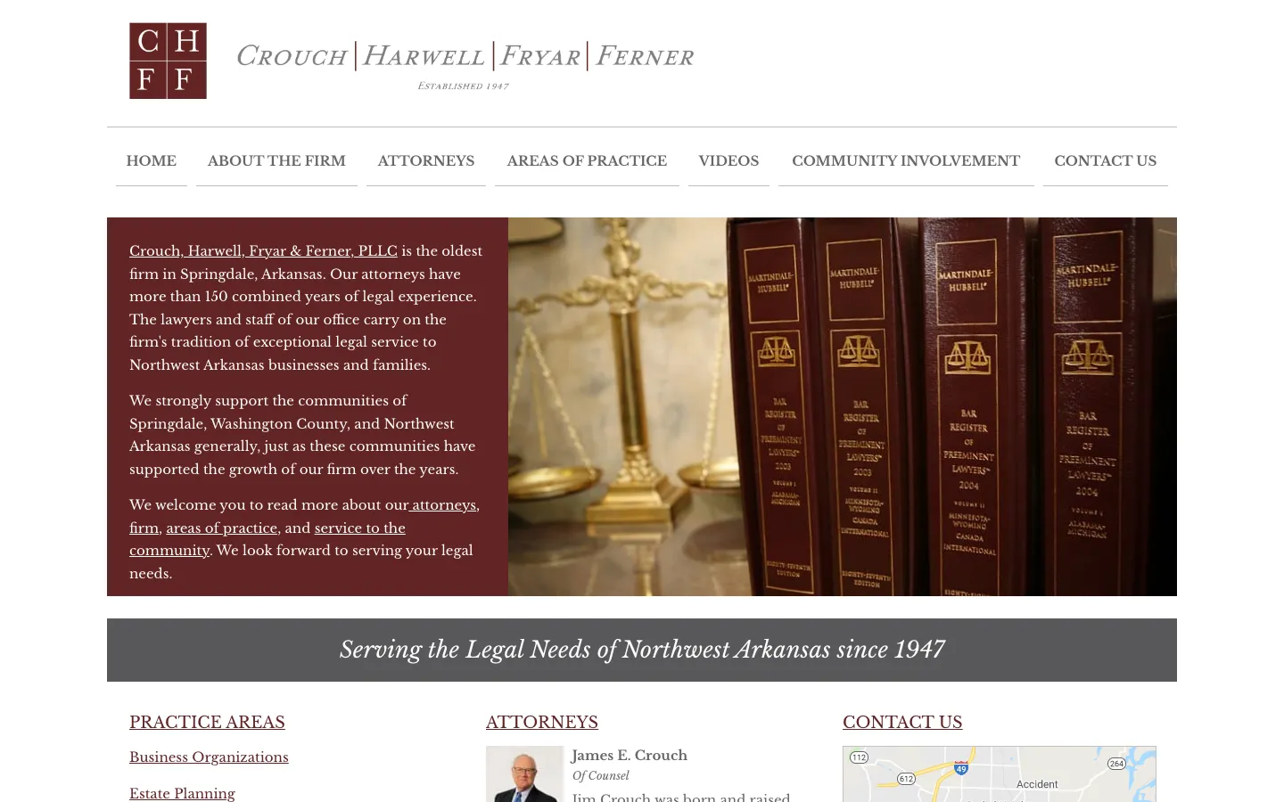 Screenshot of the Crouch, Harwell, Fryar & Ferner, PLLC website