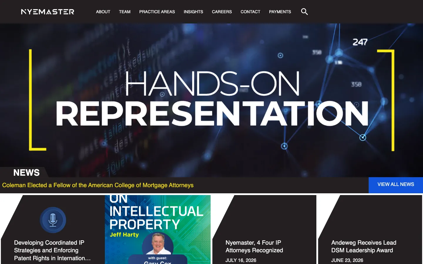 Screenshot of the Nyemaster Goode, P.C. website