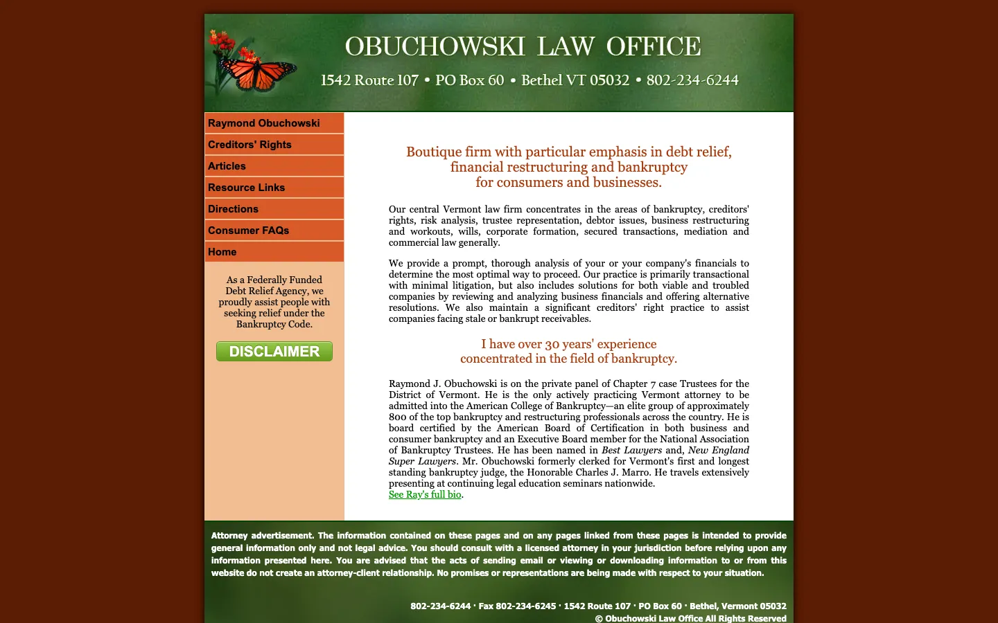 Screenshot of the Obuchowski Law Office website