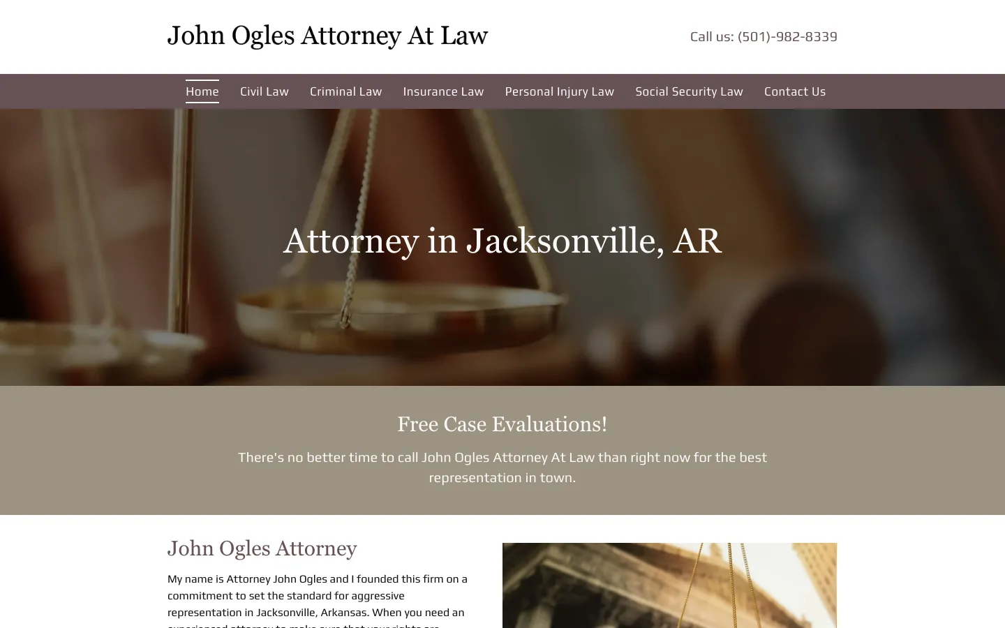 Screenshot of the John Ogles, Attorney At Law website