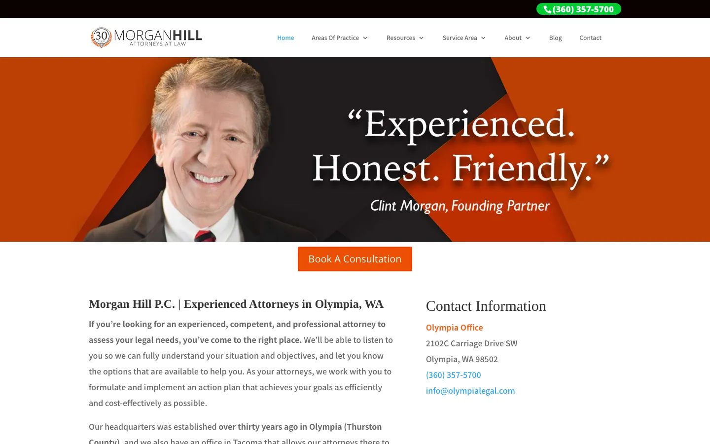 Screenshot of the Morgan Hill P.C. website