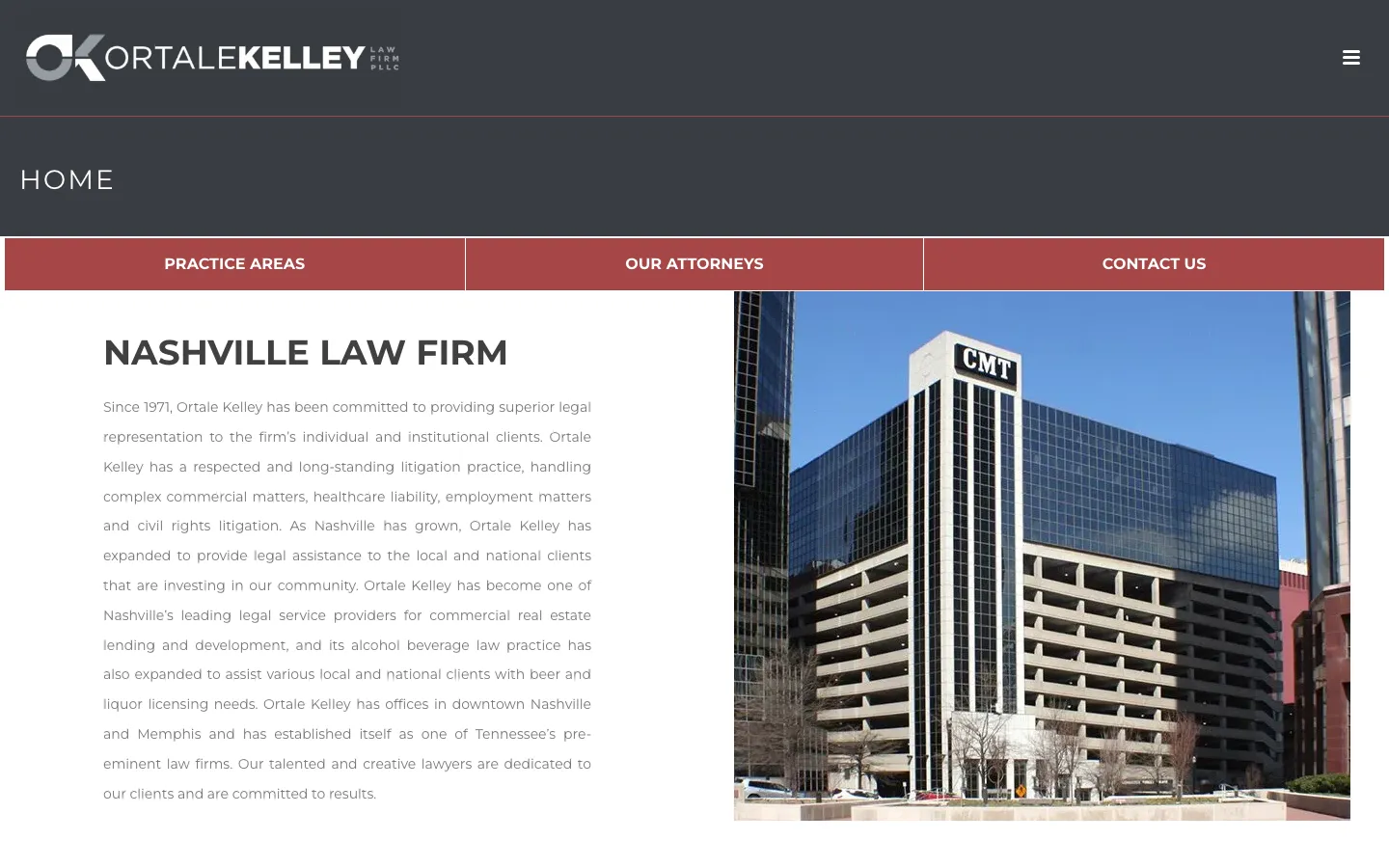 Screenshot of the Ortale Kelley Law Firm, PLLC website