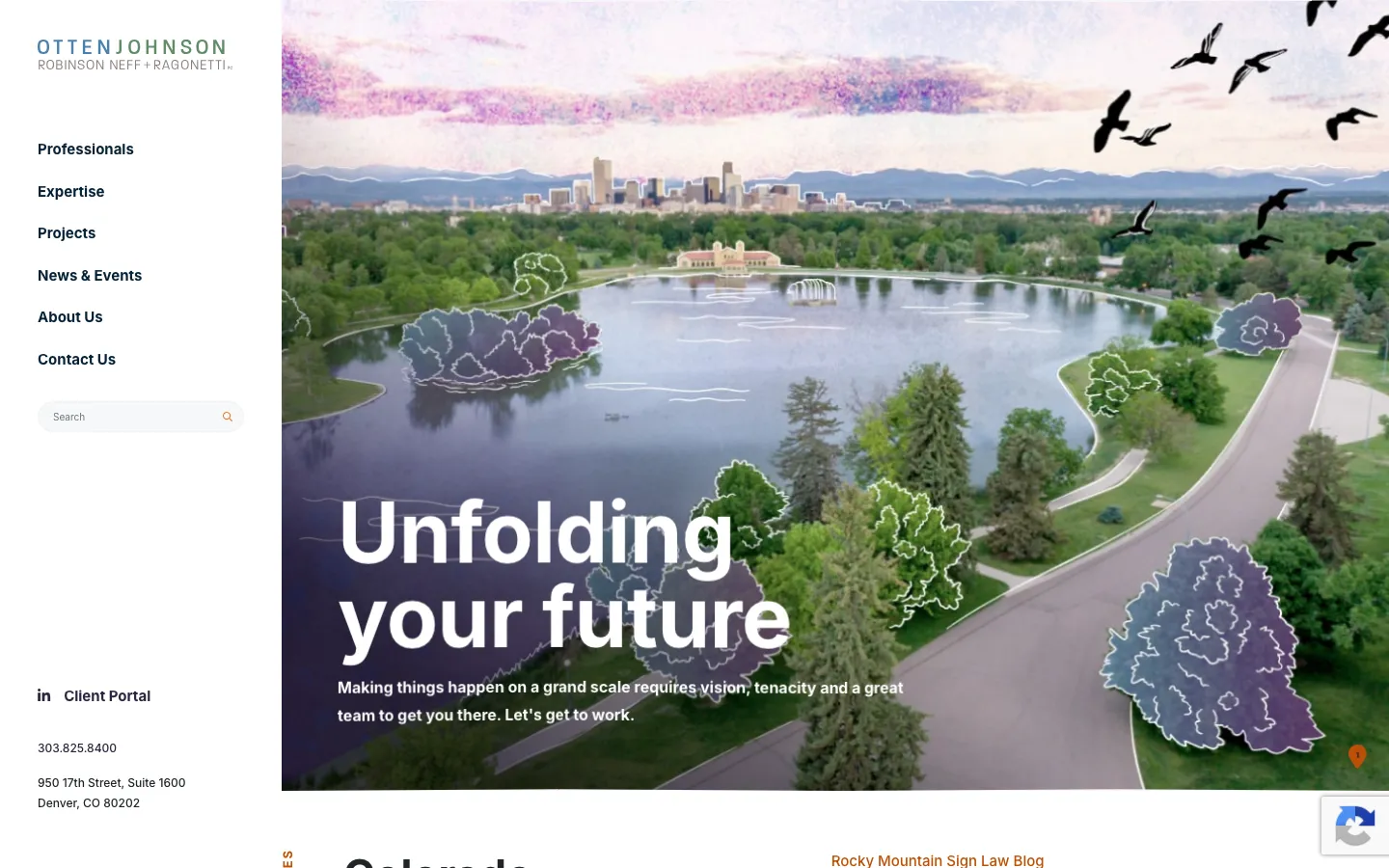 Screenshot of the Otten Johnson Robinson Neff + Ragonetti PC website