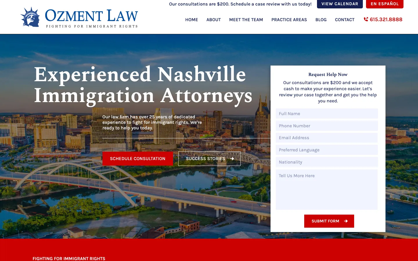 Screenshot of the Ozment Law website
