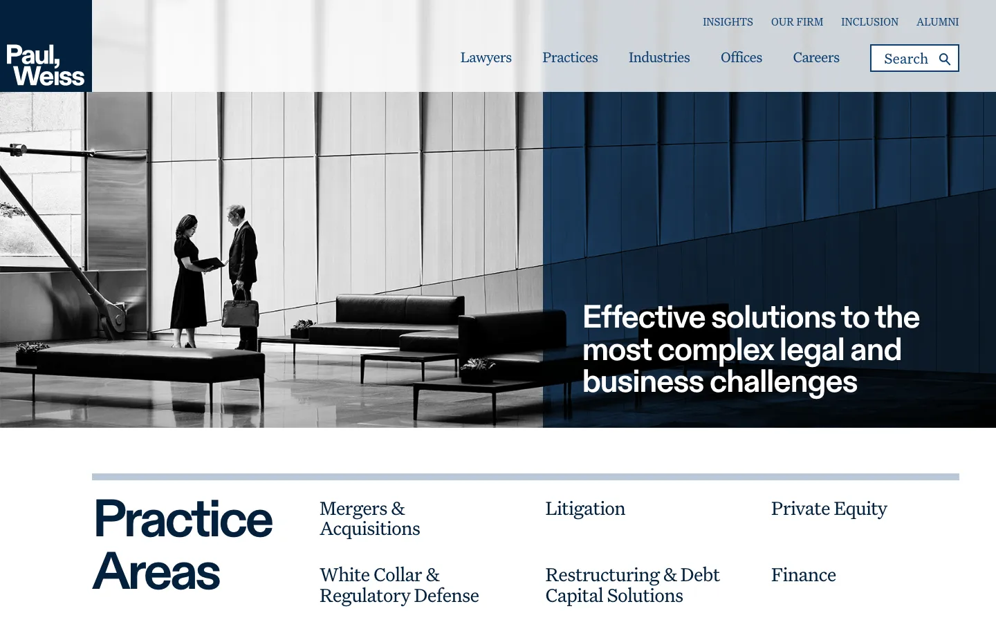 Screenshot of the Paul, Weiss, Rifkind, Wharton & Garrison LLP website