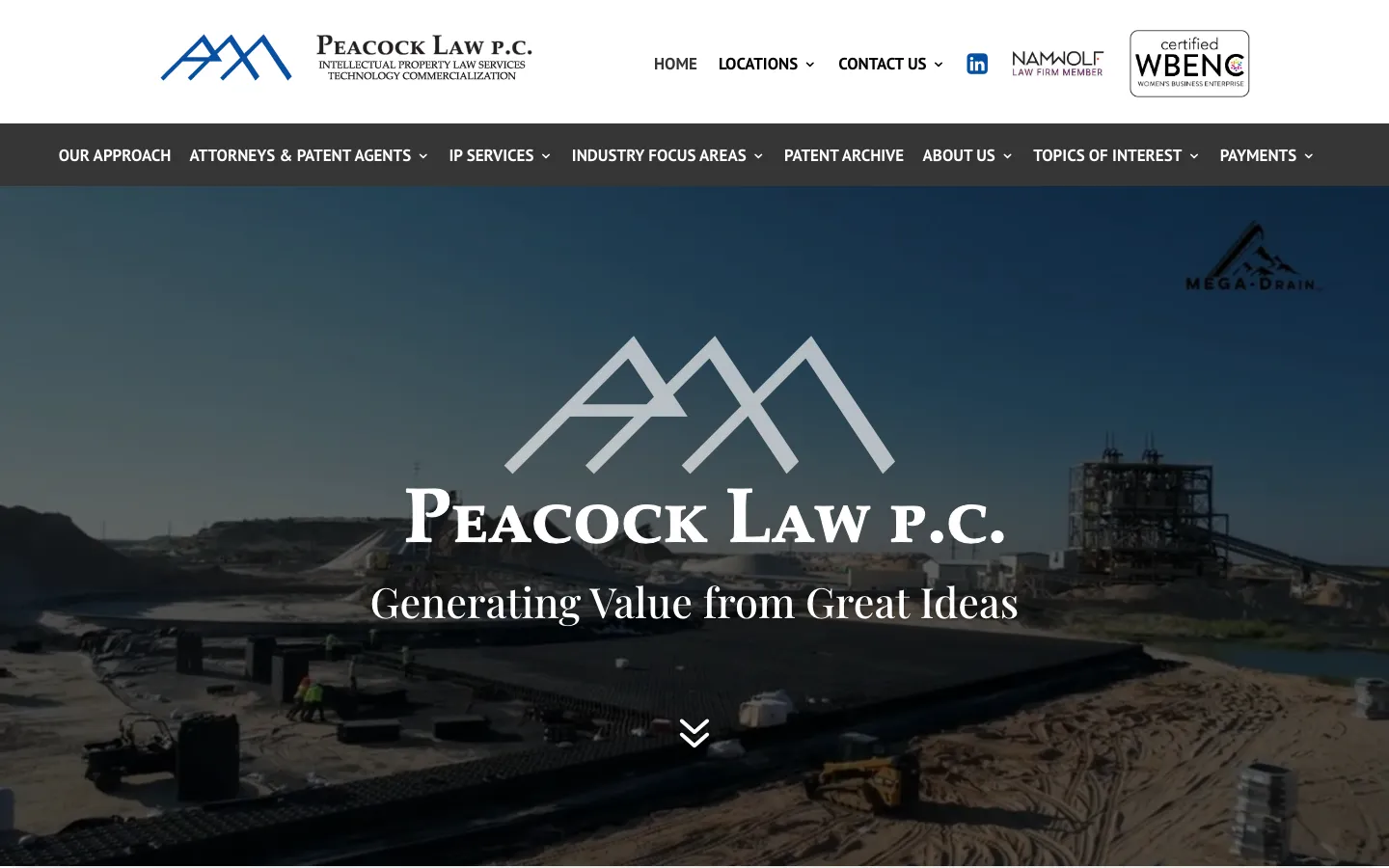 Screenshot of the Peacock Law P.C. website