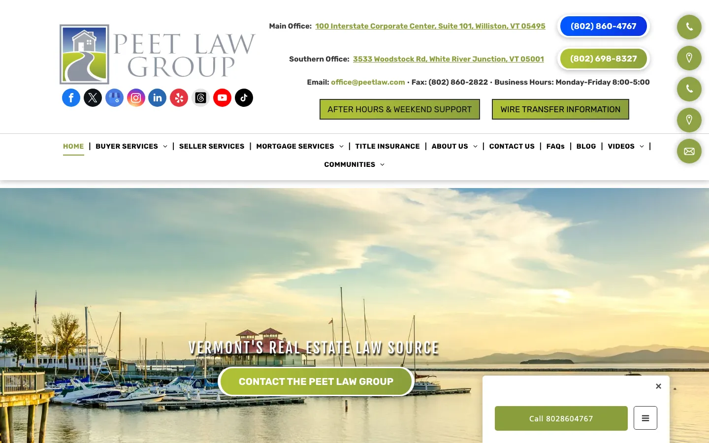 Screenshot of the Peet Law Group website