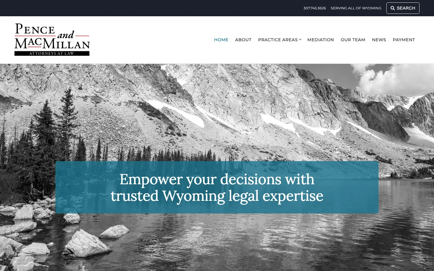 Screenshot of the Pence and MacMillan LLC website