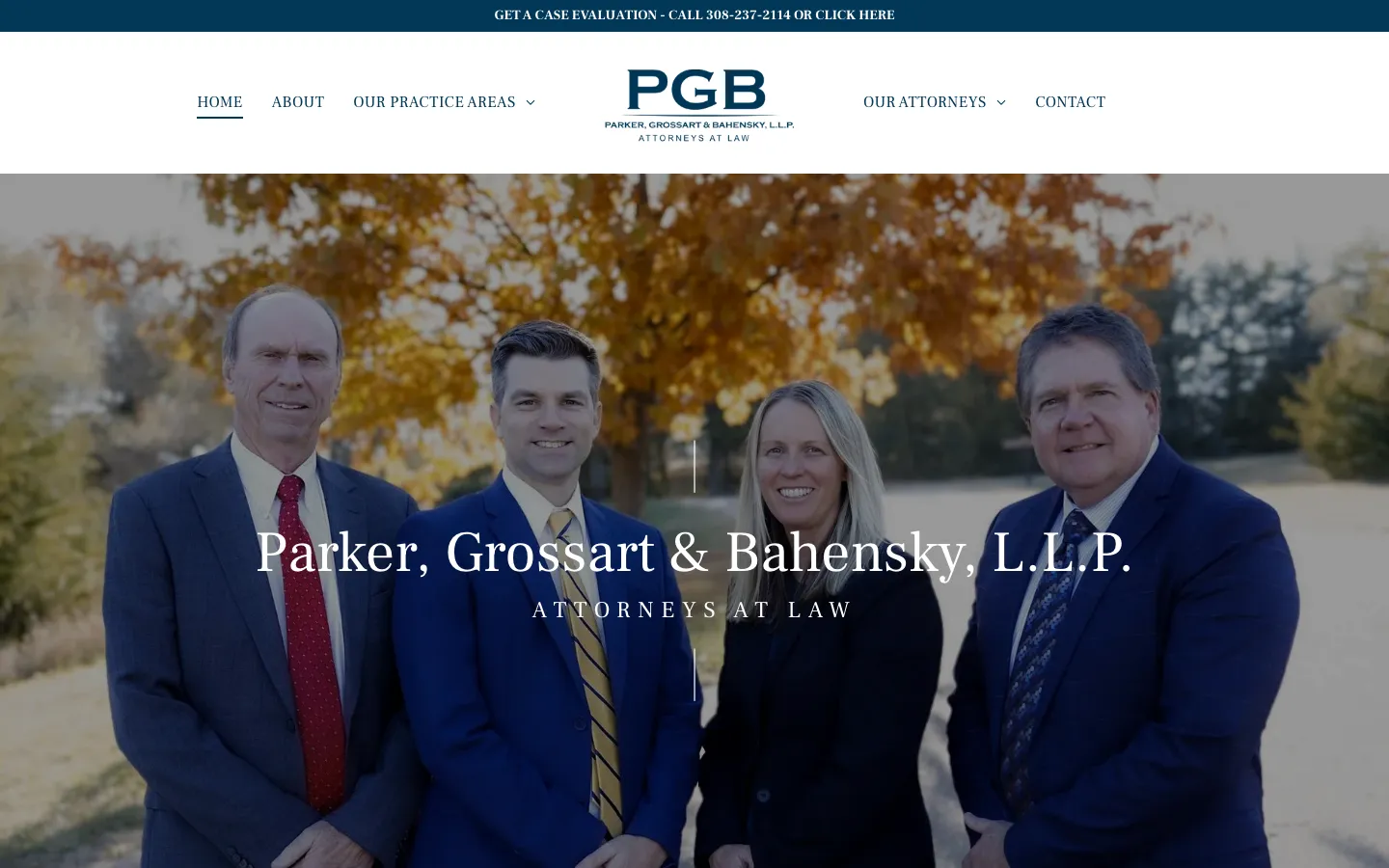 Screenshot of the Parker, Grossart & Bahensky, L.L.P. website