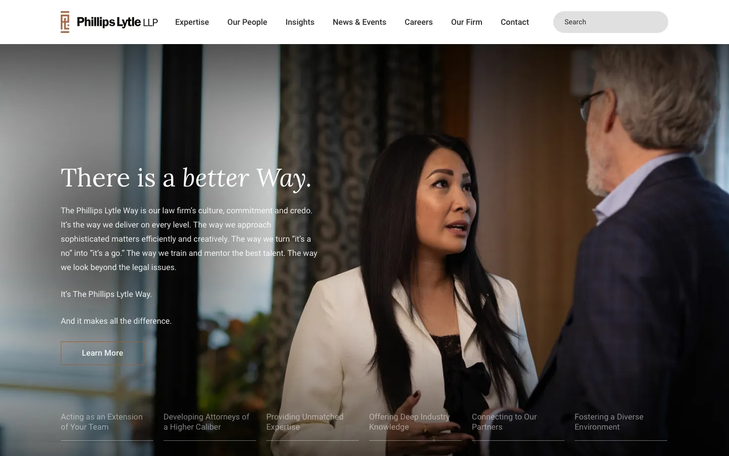 Screenshot of the Phillips Lytle LLP website