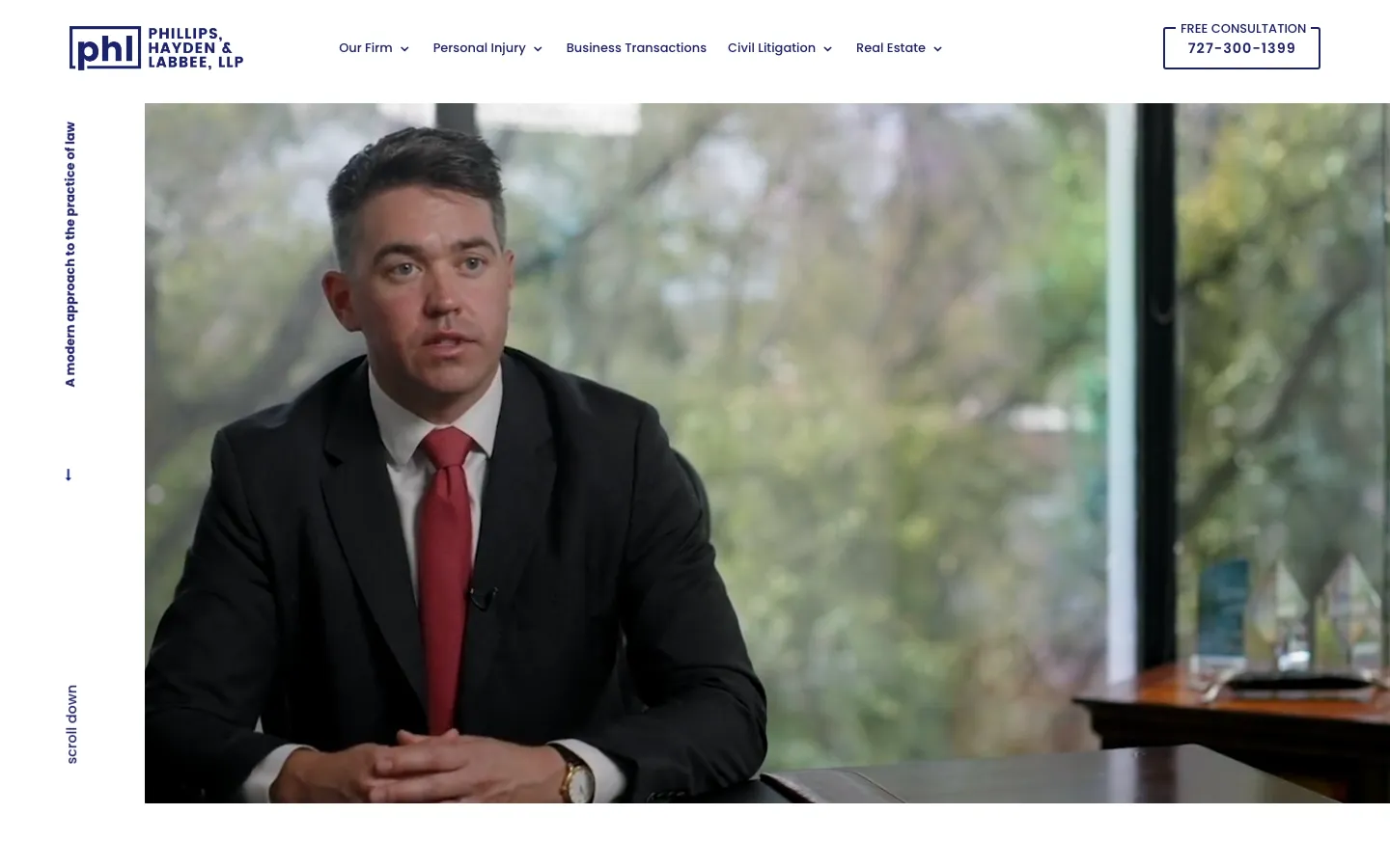 Screenshot of the Phillips, Hayden & Labbee, LLP website
