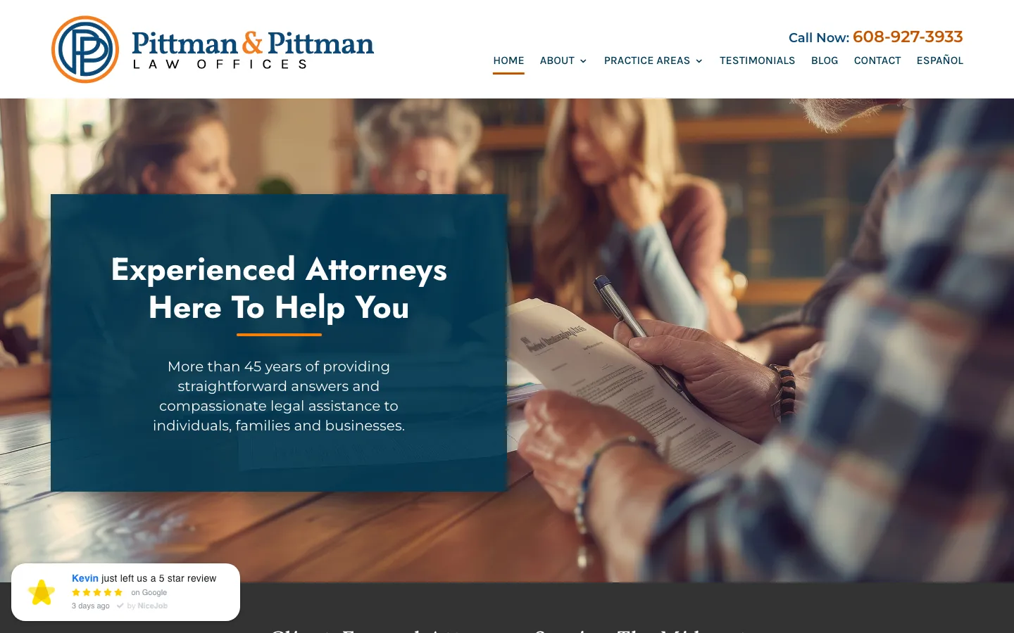 Screenshot of the Pittman & Pittman Law Offices, LLC website