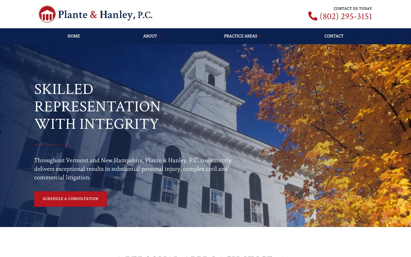 Screenshot of the Plante & Hanley, P.C. website