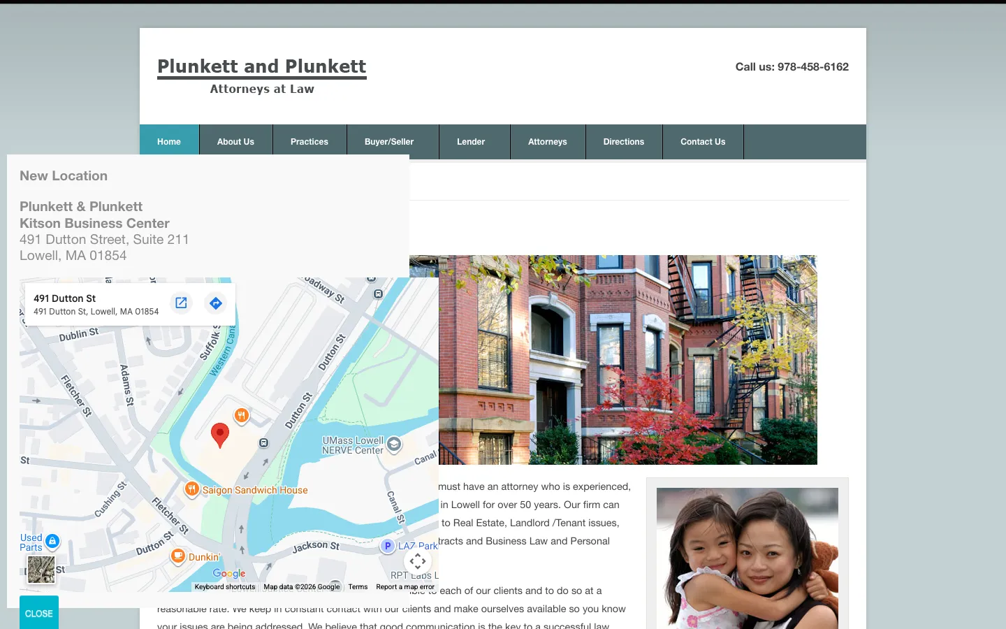Screenshot of the Plunkett and Plunkett website