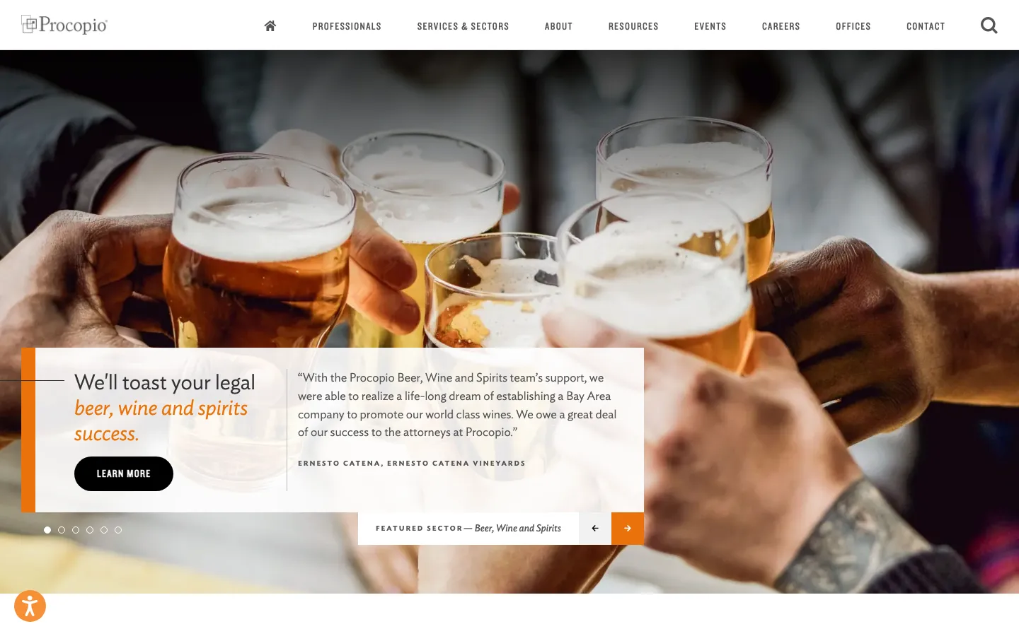 Screenshot of the Procopio, Cory, Hargreaves & Savitch LLP website