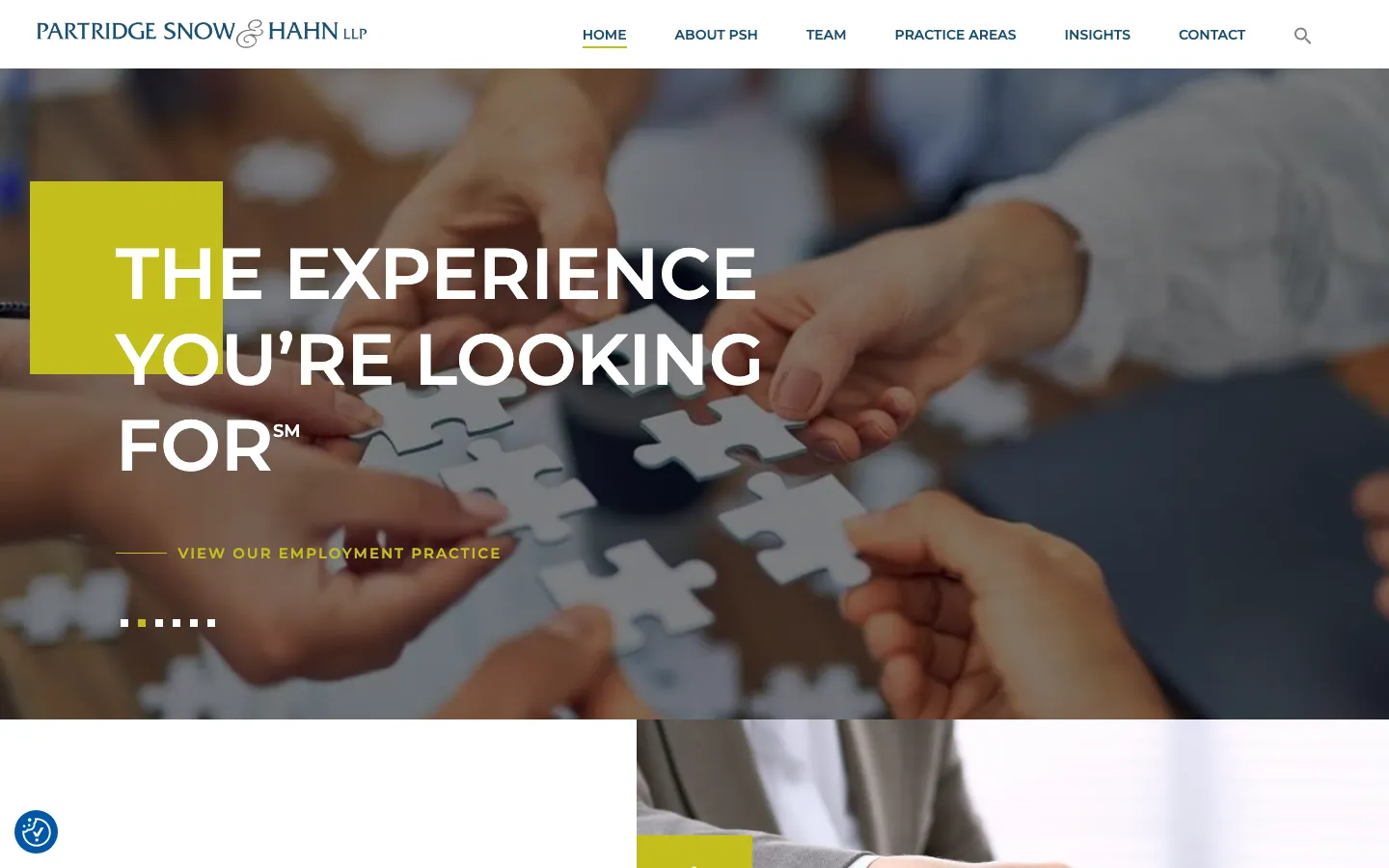 Screenshot of the Partridge Snow & Hahn LLP website