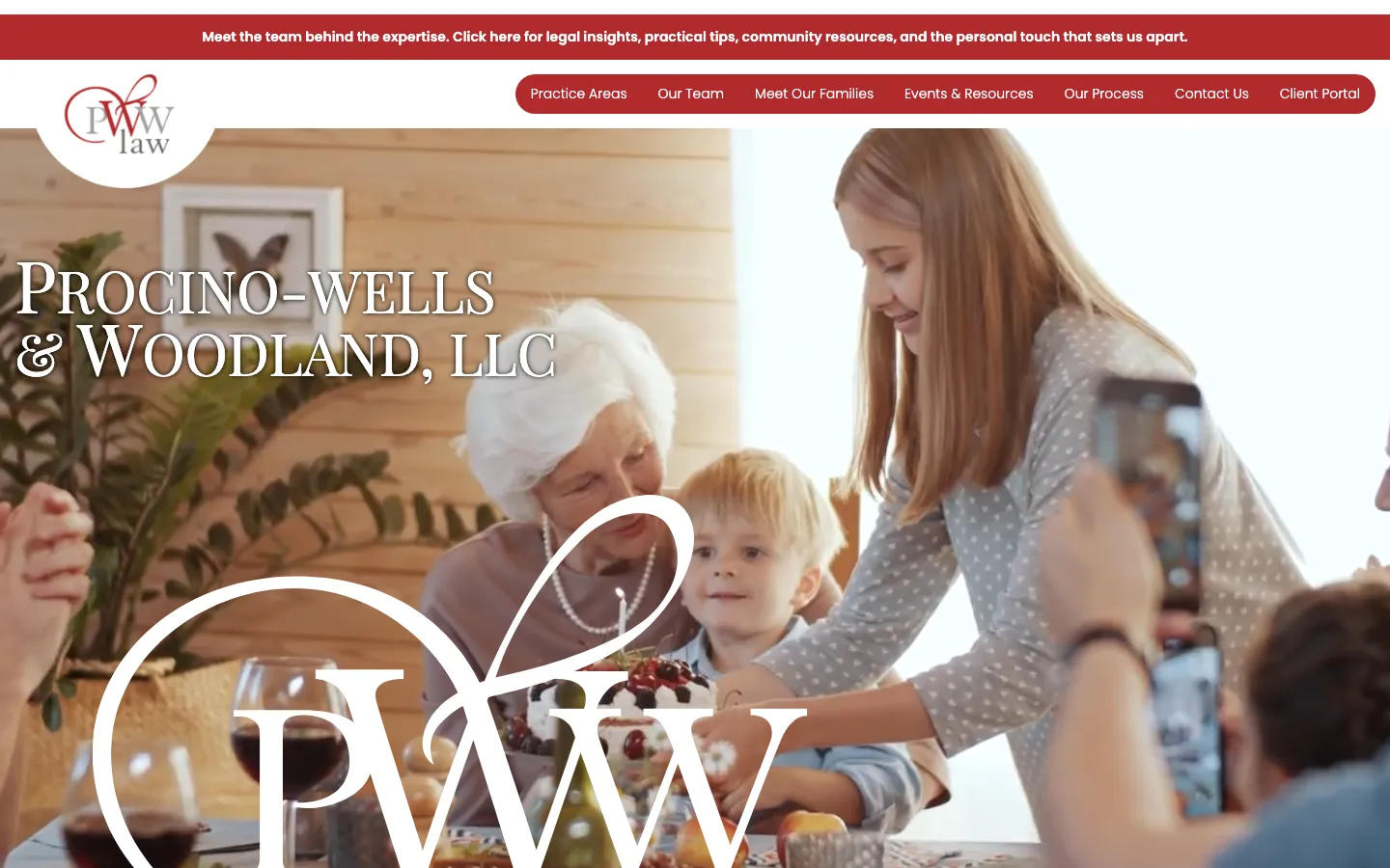 Screenshot of the Procino-Wells & Woodland, LLC website