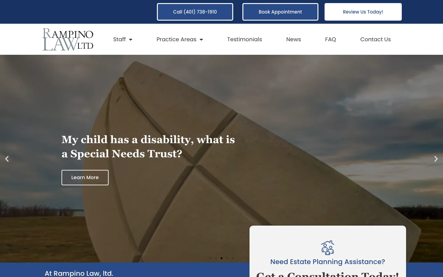 Screenshot of the Rampino Law, Ltd. website