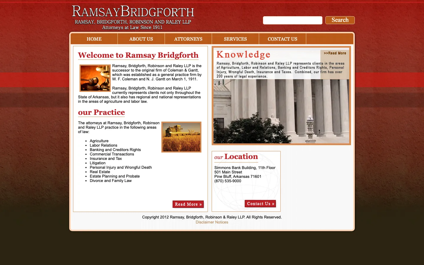 Screenshot of the Ramsay, Bridgforth, Robinson and Raley LLP website