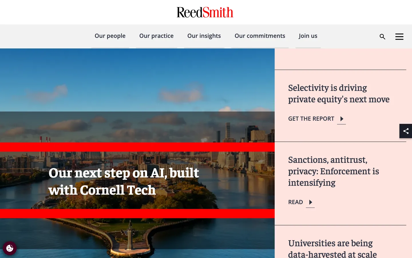 Screenshot of the Reed Smith LLP website