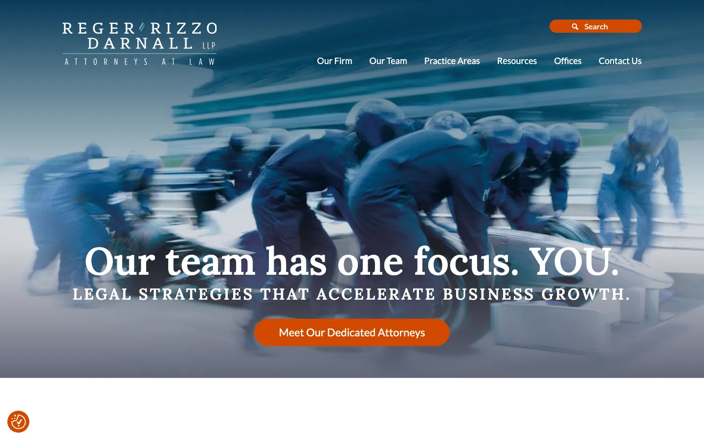 Screenshot of the Reger Rizzo & Darnall LLP website
