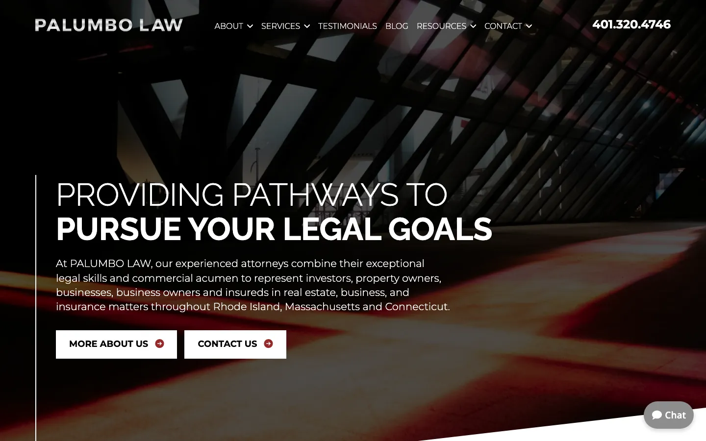 Screenshot of the Palumbo Law website