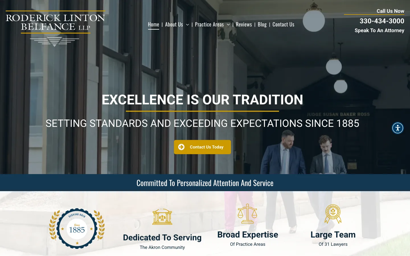 Screenshot of the Roderick Linton Belfance, LLP website