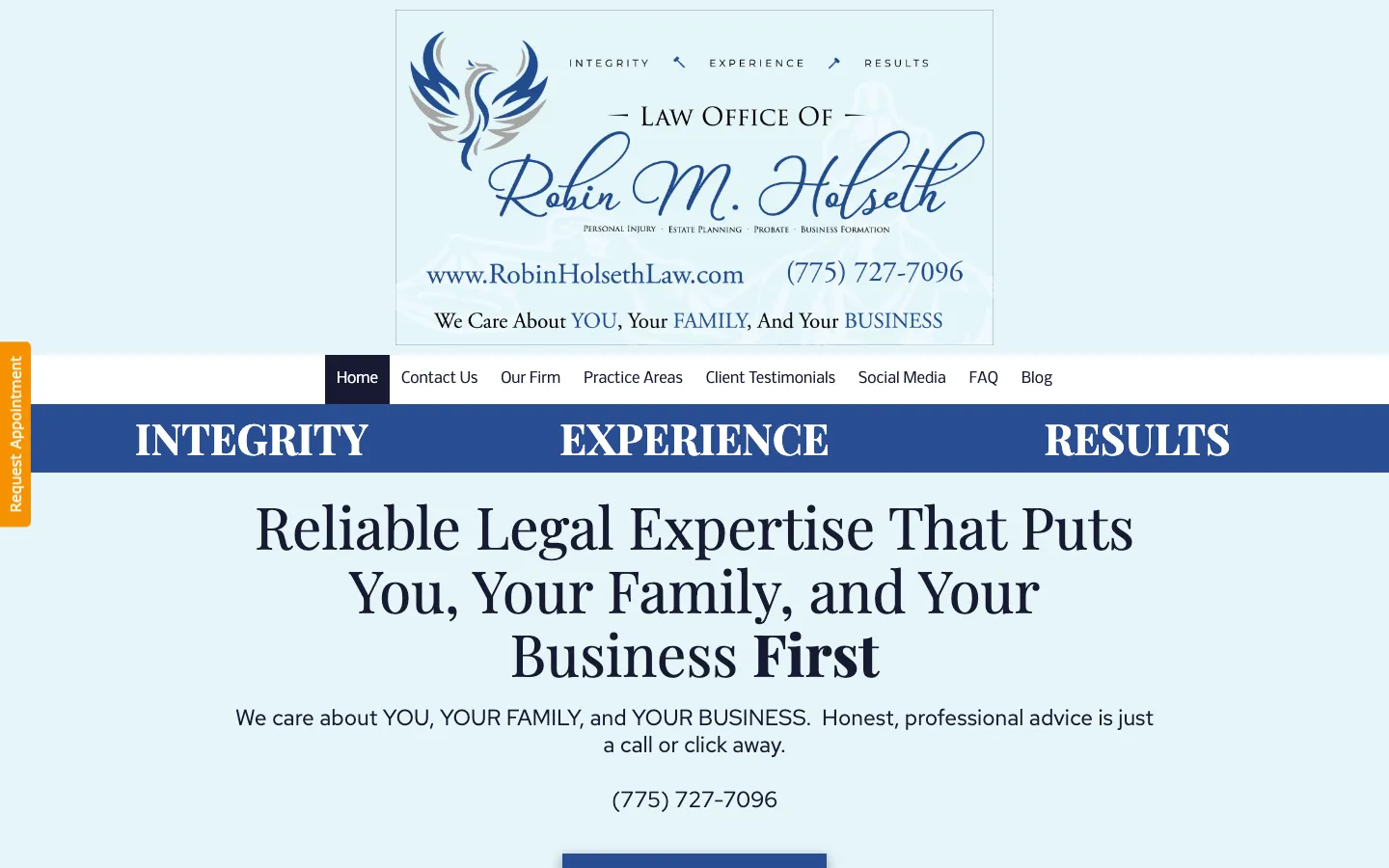 Screenshot of the Law Office of Robin M. Holseth, LLC website