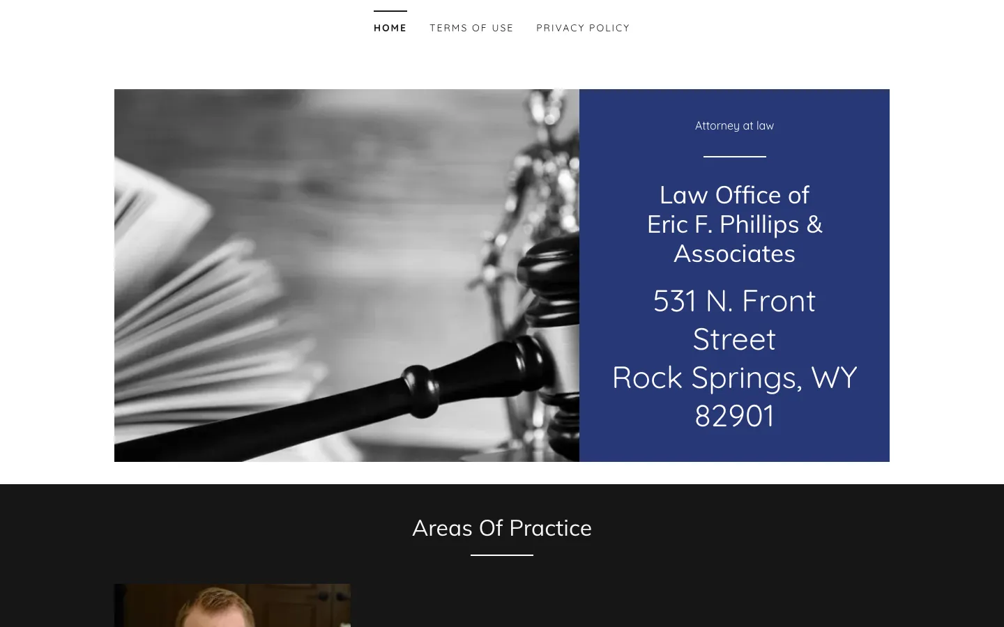 Screenshot of the Law Office of Eric F. Phillips & Associates website