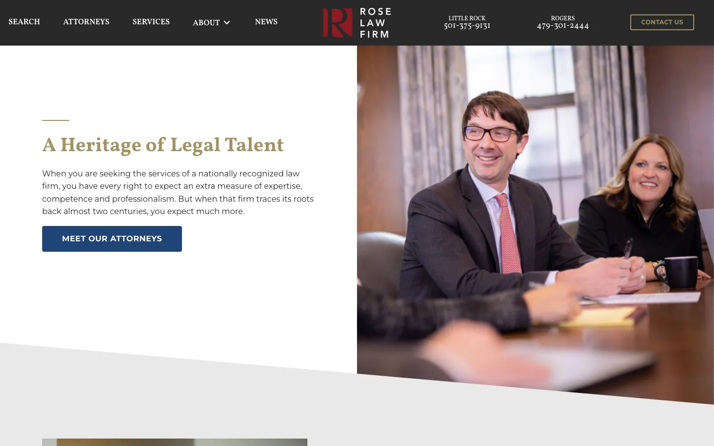 Screenshot of the Rose Law Firm, a Professional Association website