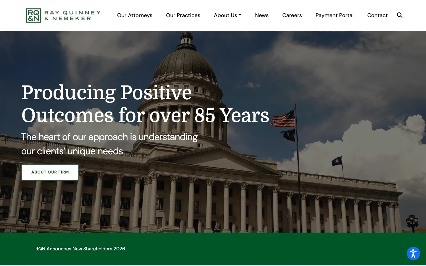 Screenshot of the Ray Quinney & Nebeker P.C. website
