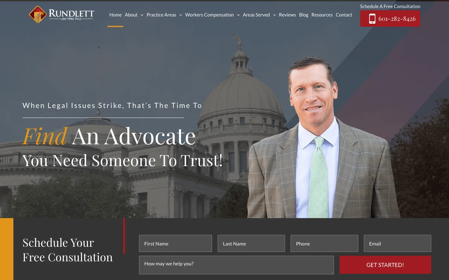 Screenshot of the Rundlett Law Firm, PLLC website