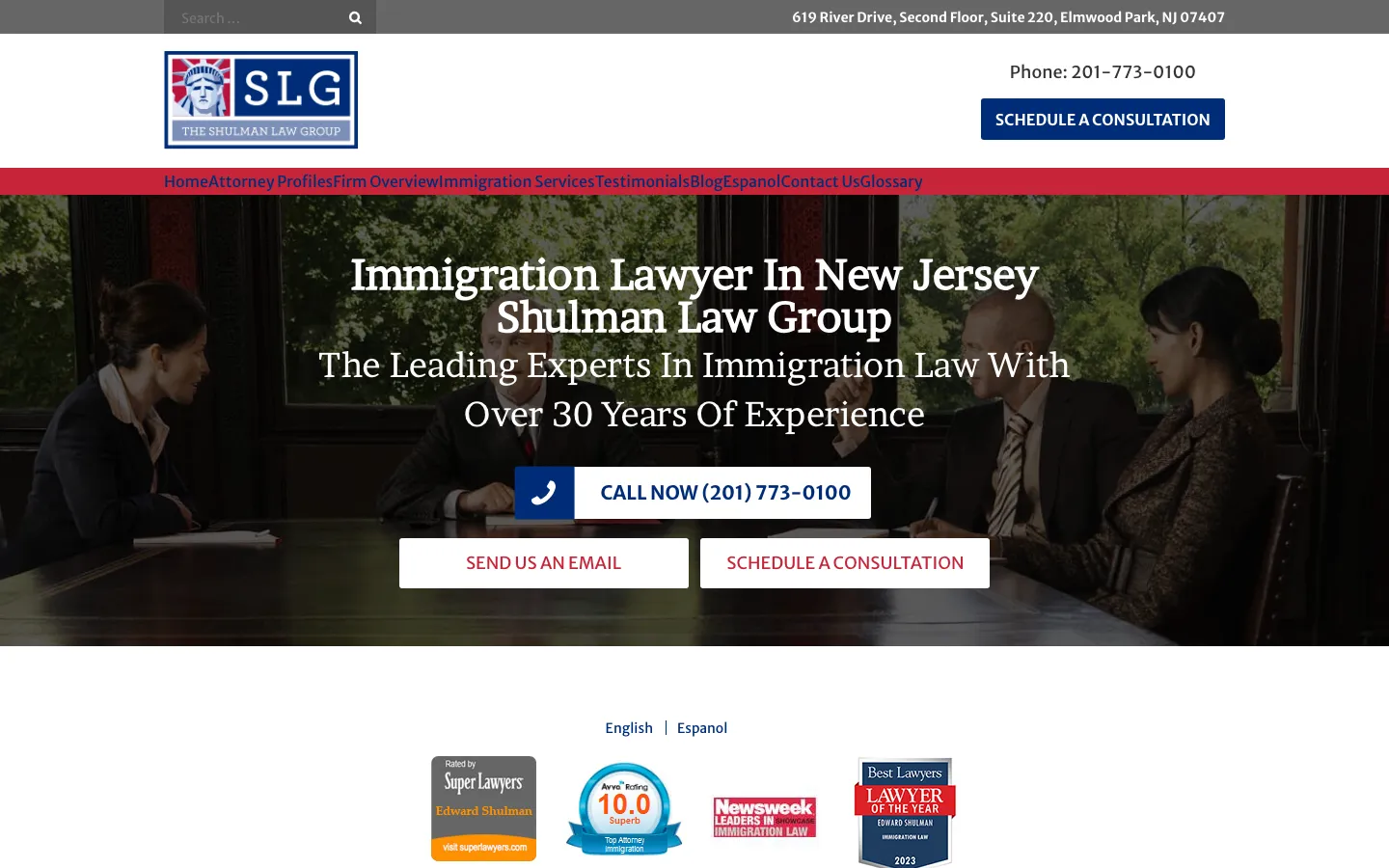 Screenshot of the The Shulman Law Group website