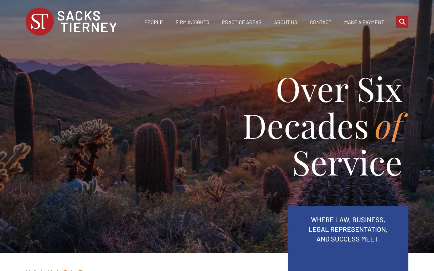 Screenshot of the Sacks Tierney P.A. website