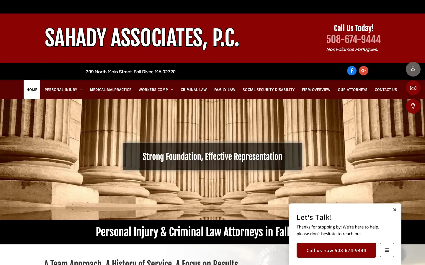 Screenshot of the Sahady Associates, P.C. website
