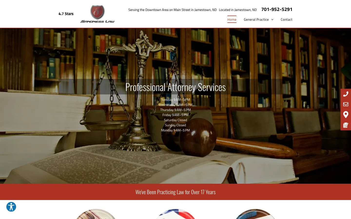 Screenshot of the Sandness Law website