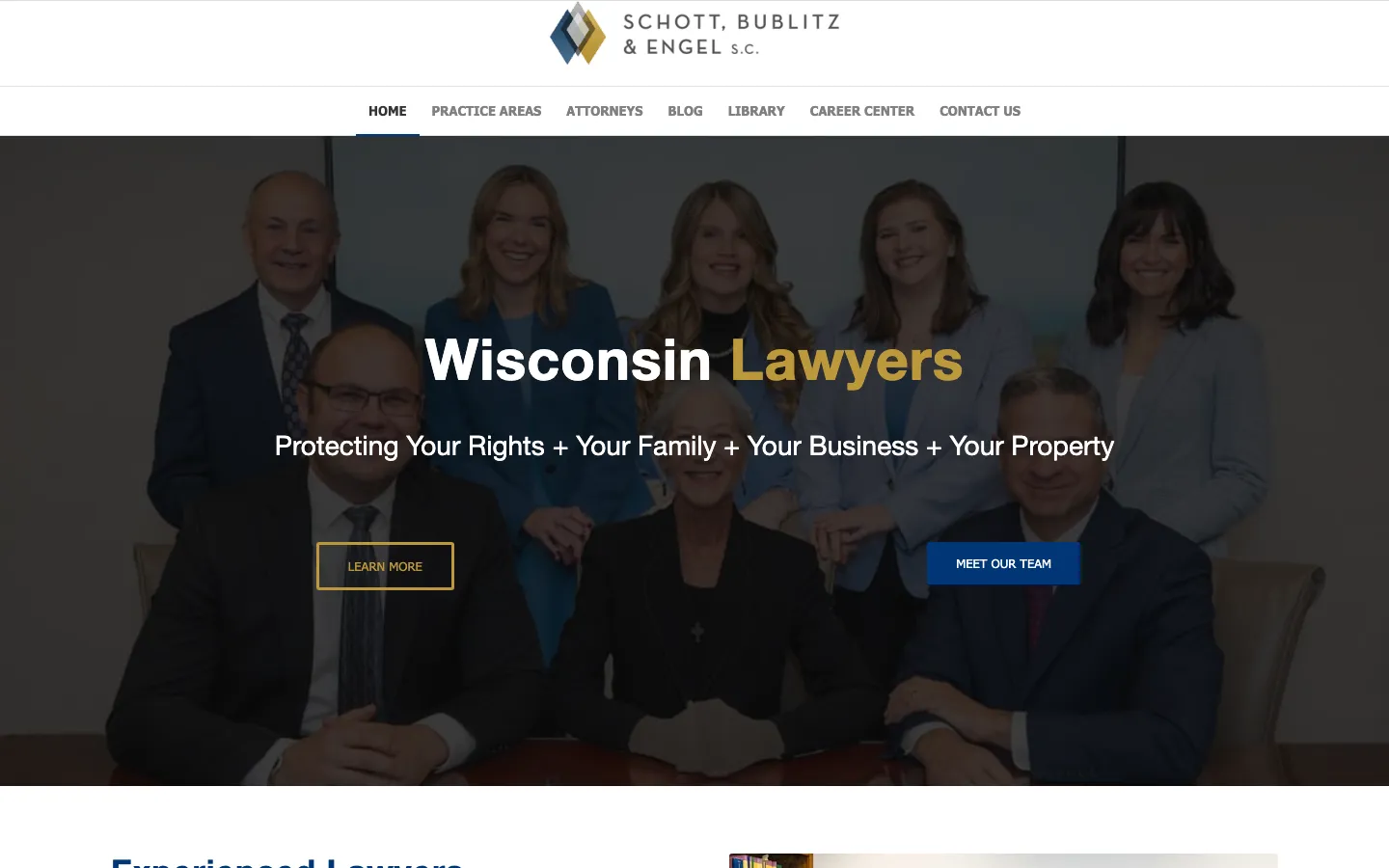 Screenshot of the Schott, Bublitz & Engel, S.C. website