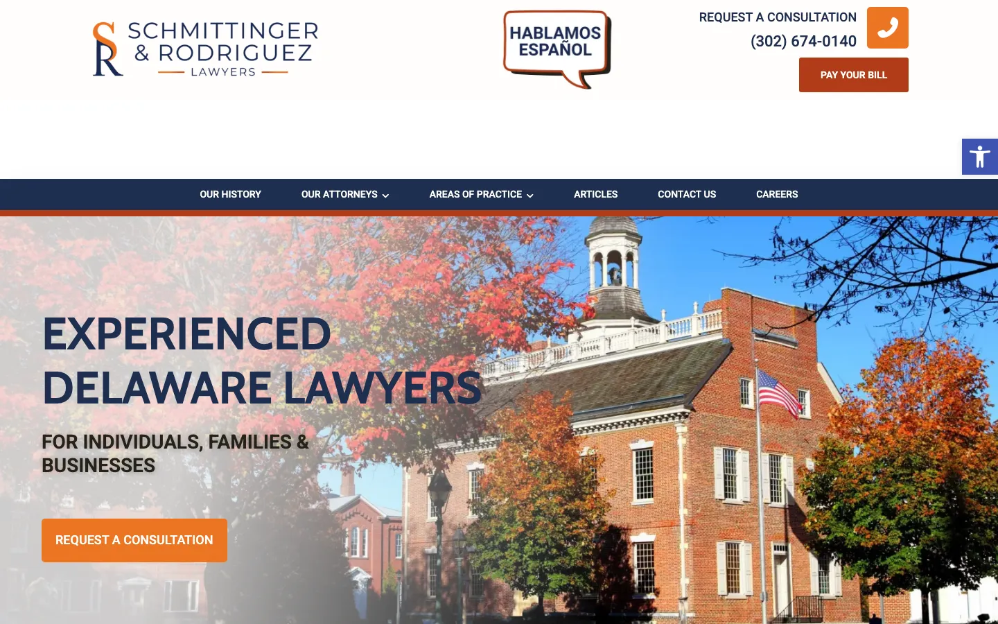 Screenshot of the Schmittinger & Rodriguez, P.A. website