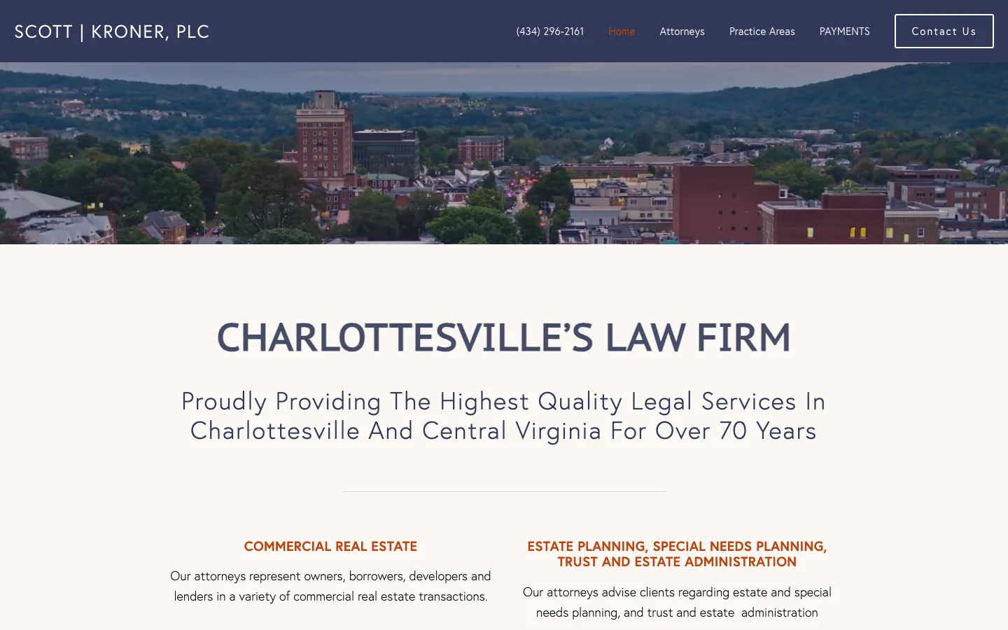 Screenshot of the Scott | Kroner, PLC website