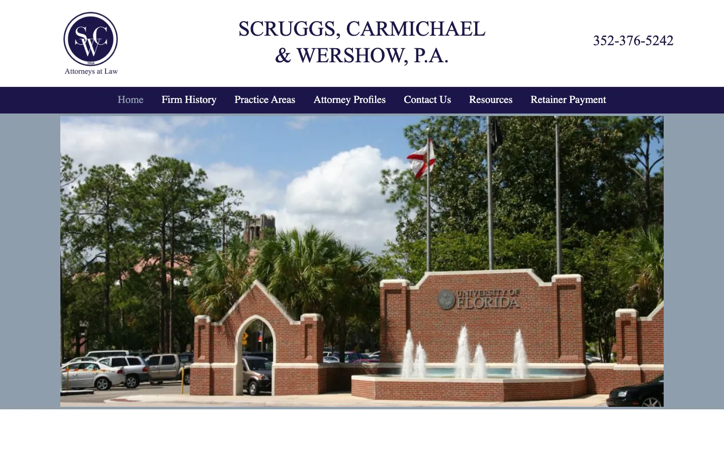 Screenshot of the Scruggs, Carmichael & Wershow, P.A. website